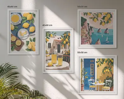 Limunada za sunčanje na terasi set od 4 slike u okviru