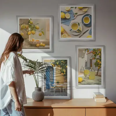 Dekorativni komplet zidnih slika limunska limunada s motivom plavih vrata