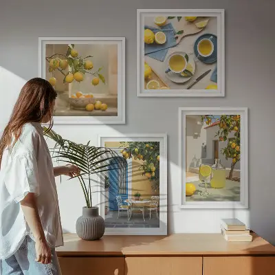 Dekorativni komplet zidnih slika limunska limunada s motivom plavih vrata