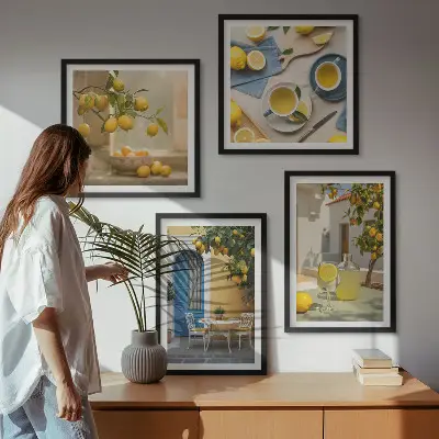 Dekorativni komplet zidnih slika limunska limunada s motivom plavih vrata