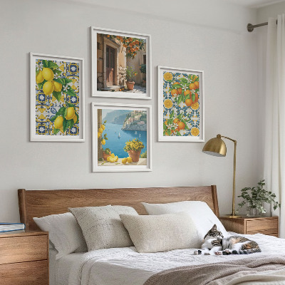 Set 4 slike u okviru Limuni, cvijeće, naranče, Italija
