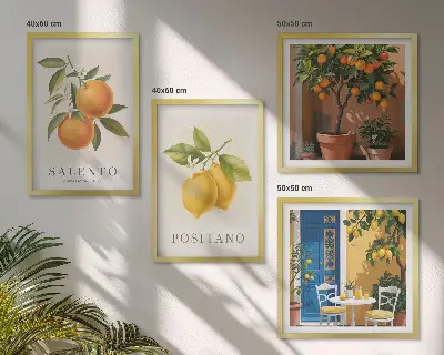 Komplet slika za spavaću sobu motiv amalfijskih limuna i naranči