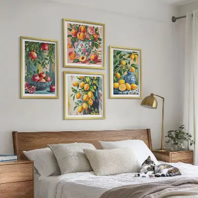 Voćne kompozicije set od 4 slike u okviru