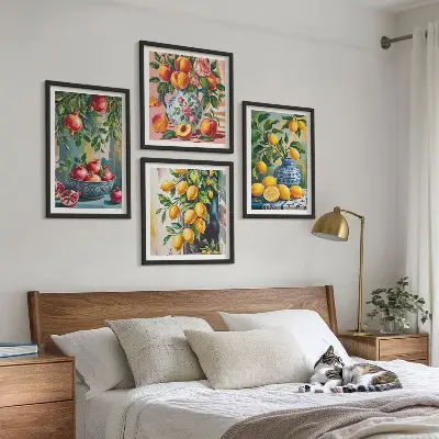 Voćne kompozicije set od 4 slike u okviru