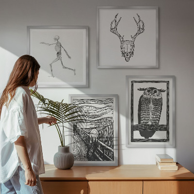 Dekorativni komplet slika za zid Inspiracija Scream Skull Owl