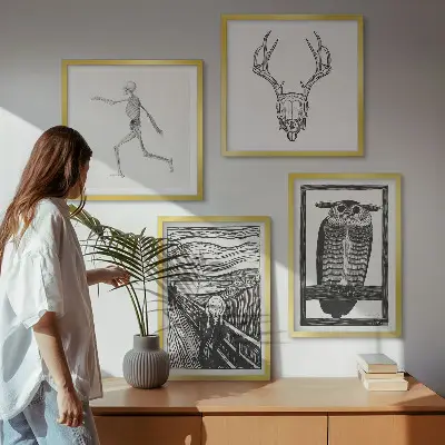 Dekorativni komplet zidnih slika motiv sove s lubanjom Scream