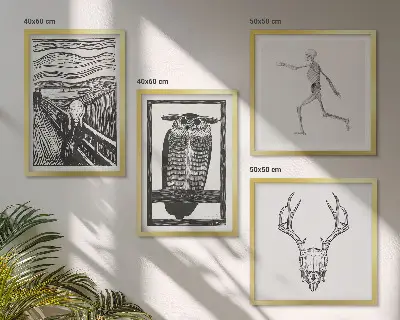 Dekorativni komplet zidnih slika motiv sove s lubanjom Scream