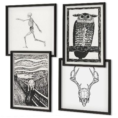 Dekorativni komplet slika za zid Inspiracija Scream Skull Owl