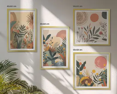 Komplet slika za spavaću sobu s biljnim motivima u bojama