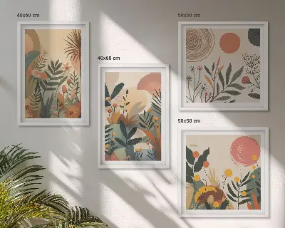 Komplet slika za spavaću sobu s biljnim motivima u bojama