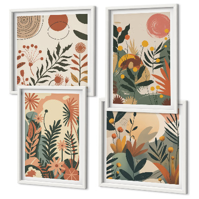 Set 4 slike u okviru Pastelni biljni uzorci