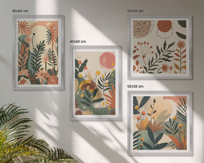 Set 4 slike u okviru Pastelni biljni uzorci