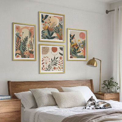 Set 4 slike u okviru Pastelni biljni uzorci