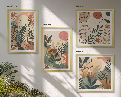 Set 4 slike u okviru Pastelni biljni uzorci