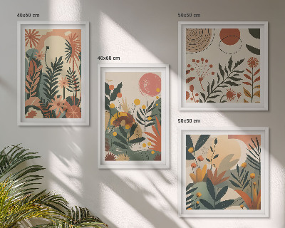 Set 4 slike u okviru Pastelni biljni uzorci