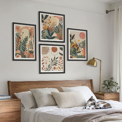 Set 4 slike u okviru Pastelni biljni uzorci