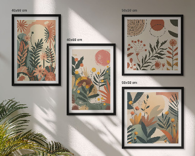 Set 4 slike u okviru Pastelni biljni uzorci