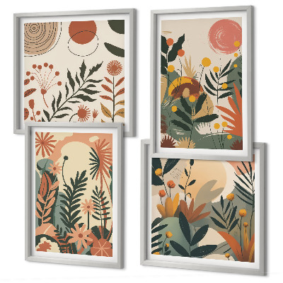 Set 4 slike u okviru Pastelni biljni uzorci