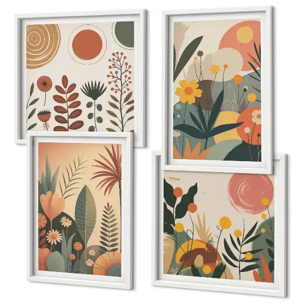 Dekorativni komplet zidnih slika s motivom toplih biljnih uzoraka u boho stilu