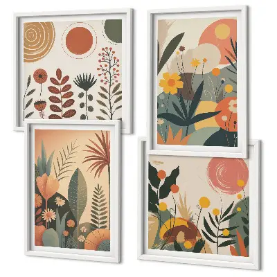 Dekorativni komplet zidnih slika s motivom toplih biljnih uzoraka u boho stilu