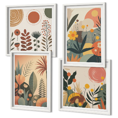 Dekorativni komplet slika za zid Topli uzorci biljaka u boho stilu