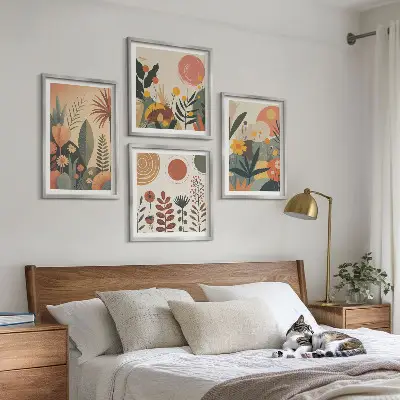 Dekorativni komplet zidnih slika s motivom toplih biljnih uzoraka u boho stilu