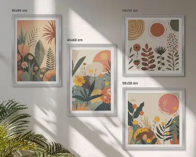 Dekorativni komplet zidnih slika s motivom toplih biljnih uzoraka u boho stilu