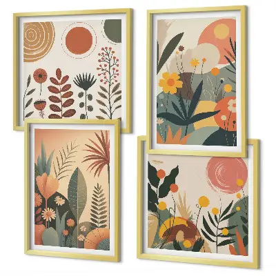 Dekorativni komplet zidnih slika s motivom toplih biljnih uzoraka u boho stilu