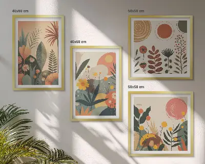 Dekorativni komplet zidnih slika s motivom toplih biljnih uzoraka u boho stilu