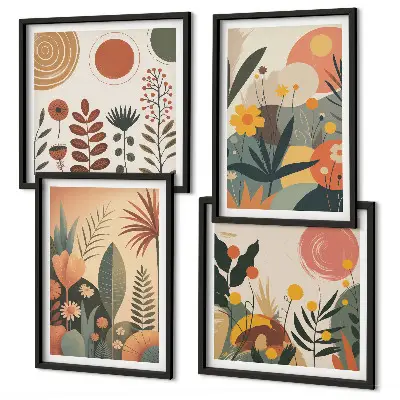 Dekorativni komplet zidnih slika s motivom toplih biljnih uzoraka u boho stilu