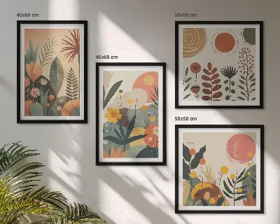 Dekorativni komplet zidnih slika s motivom toplih biljnih uzoraka u boho stilu