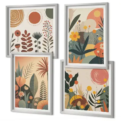 Dekorativni komplet zidnih slika s motivom toplih biljnih uzoraka u boho stilu