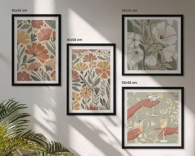 Komplet slika za spavaću sobu cvjetni uzorci u narančastoj i zelenoj boji