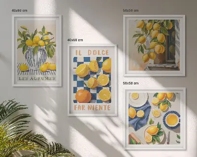 Dekorativni komplet zidnih slika retro agrumi u žutoj boji