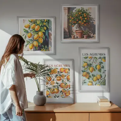 Komplet slika za spavaću sobu s motivom voćnih uzoraka citrusa
