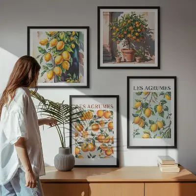 Komplet slika za spavaću sobu s motivom voćnih uzoraka citrusa