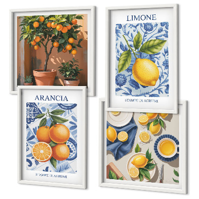 Dekorativni komplet slika za zid Ilustracije citrusnog voća
