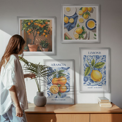 Dekorativni komplet slika za zid Ilustracije citrusnog voća