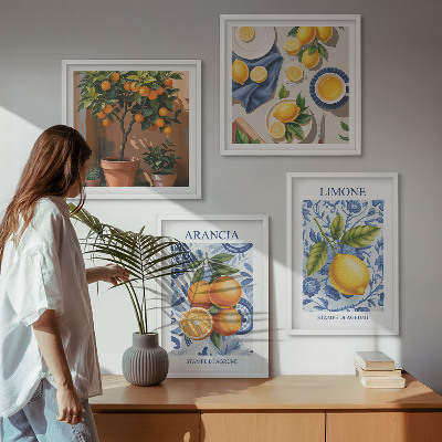 Dekorativni komplet slika za zid Ilustracije citrusnog voća