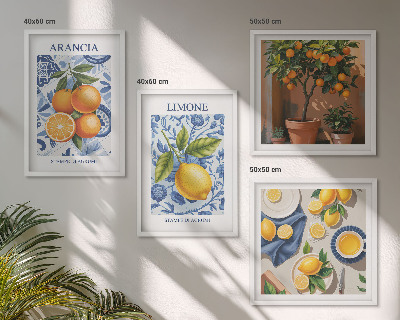 Dekorativni komplet slika za zid Ilustracije citrusnog voća