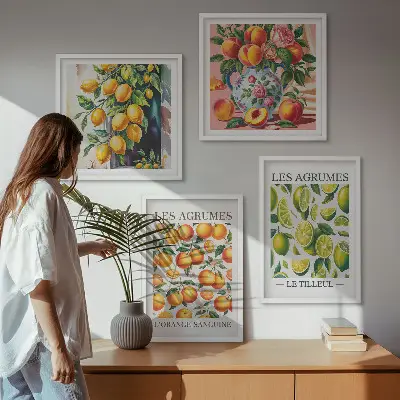 Dekorativni komplet slika za zid motivi svježeg šarenog citrusnog voća