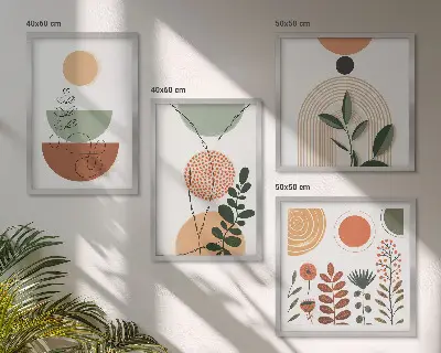 Dekorativni komplet slika za zid apstraktni oblici biljaka