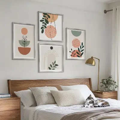 Komplet slika s motivima modernog bilja za spavaću sobu