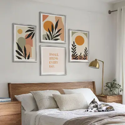 Apstraktni biljni motivi set od 4 slike u okviru