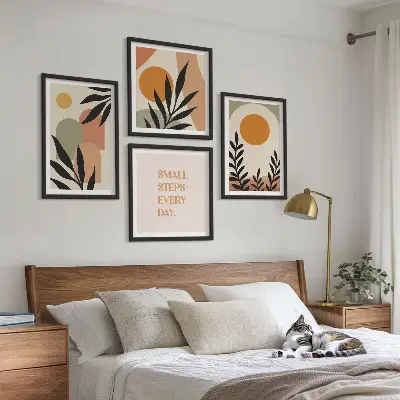 Apstraktni biljni motivi set od 4 slike u okviru
