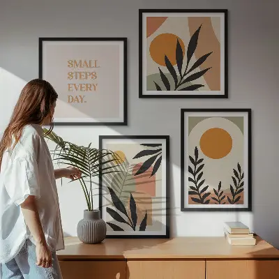 Apstraktni biljni motivi set od 4 slike u okviru