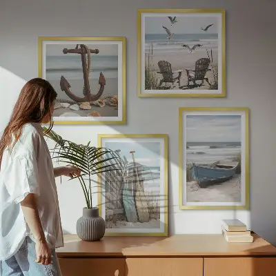 Dekorativni komplet zidnih slika ljetni krajolik s motivom plaže i mora