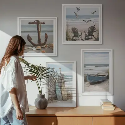 Dekorativni komplet zidnih slika ljetni krajolik s motivom plaže i mora