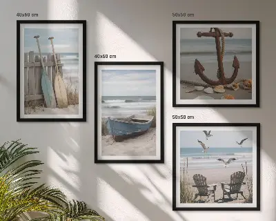 Dekorativni komplet zidnih slika ljetni krajolik s motivom plaže i mora