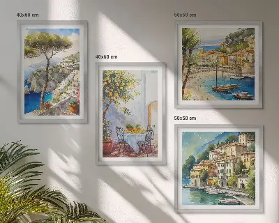 Akvarel talijanskih gradova set 4 slike u okviru